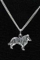 Zilveren Collie ketting hanger