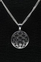 Zilveren Flower of life ketting hanger - middel