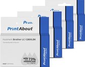 PrintAbout - Inktcartridge / Alternatief voor de Brother LC-1280XLBK / 4 Kleuren