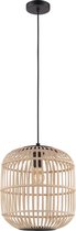 EGLO Bordesley Lampe à suspension - 1 lumière - Ø35cm. - E27 - Zwart/ rotin