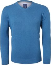 Redmond heren trui katoen - V-hals - zwembad blauw -  Maat: XL