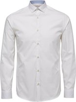 Selected Homme Heren Overhemd Oxford Wit Fijn Geruit Contrast Slim Fit - XL