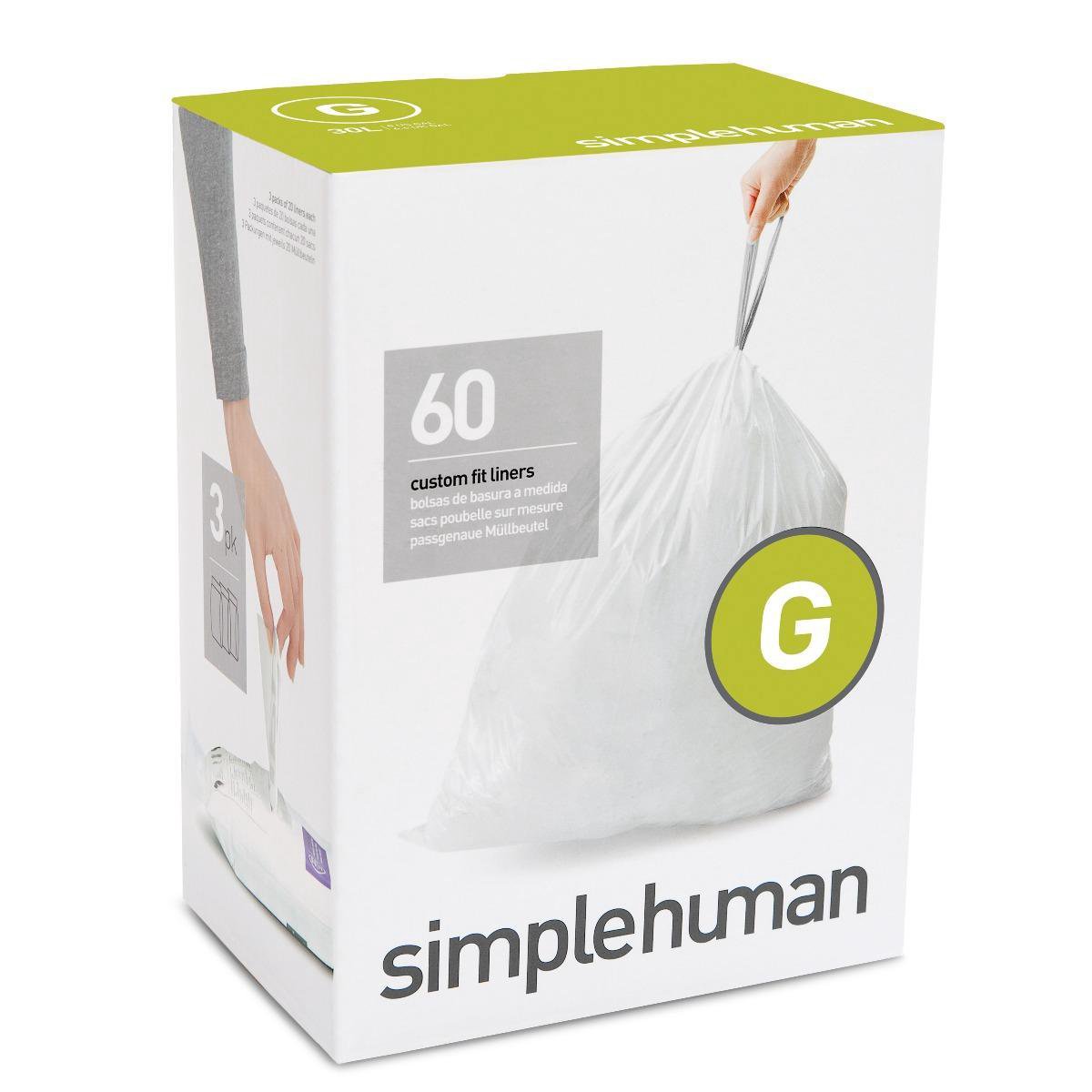 Simplehuman Pocket Liner (G) Afvalzak 30 l 3x20 Stuks Wit