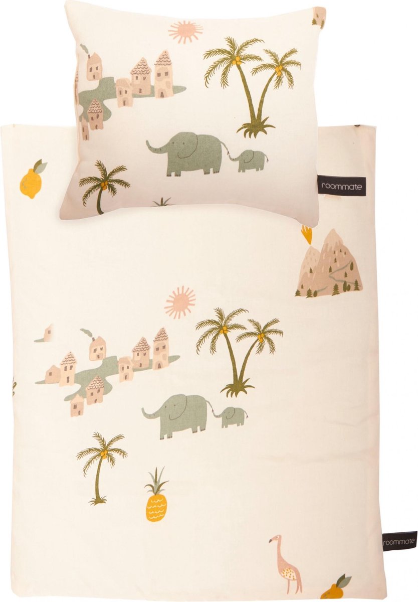 Roommate Poppenbed beddengoed - Organisch katoen met print - 32 x 40 cm