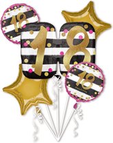 AMSCAN - Roze en goudkleurig aluminium 18 jaar ballon boeket - Decoratie > Ballonnen