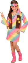 WIDMANN - Veelkleurig pastel hippie kostuum voor meisjes - 128 (5-7 jaar) - Kinderkostuums