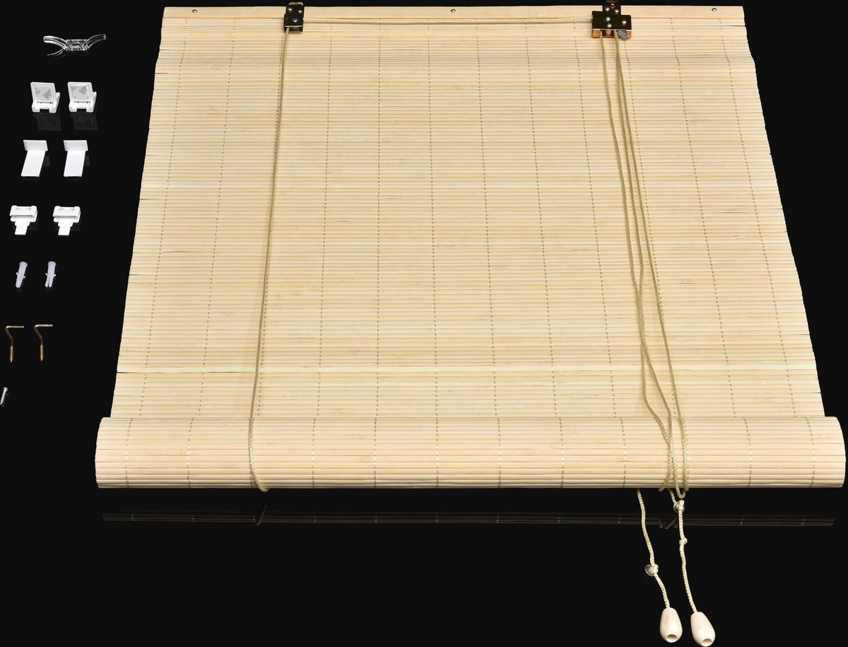 Sol Royal rolgordijn bamboe 120x160 cm SolDecor B86 - rolgordijnen zonder boren - rolgordijnen lichtdoorlatend zonwering bamboo jaloezieën inclusieve klembeugels - Natuur – foto 5