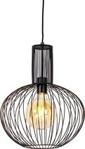 QAZQA wire - Design Hanglamp - 1 lichts - Ø 35 cm - Zwart - Woonkamer | Slaapkamer | Keuken