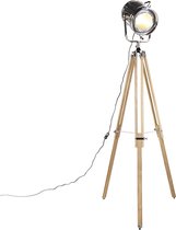 QAZQA construct - Industriele Tripod | driepoot vloerlamp | Staande Lamp - 1 lichts - H 1800 mm - Bruin - Industrieel - Woonkamer | Slaapkamer