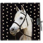 Animal Pictures Wit paard - Dagboek - 13,5 x 13 cm - Inclusief slotje
