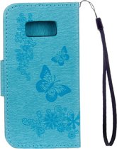 Samsung Galaxy S8 Hoesje - Mobigear - Butterfly Serie - Kunstlederen Bookcase - Turquoise - Hoesje Geschikt Voor Samsung Galaxy S8