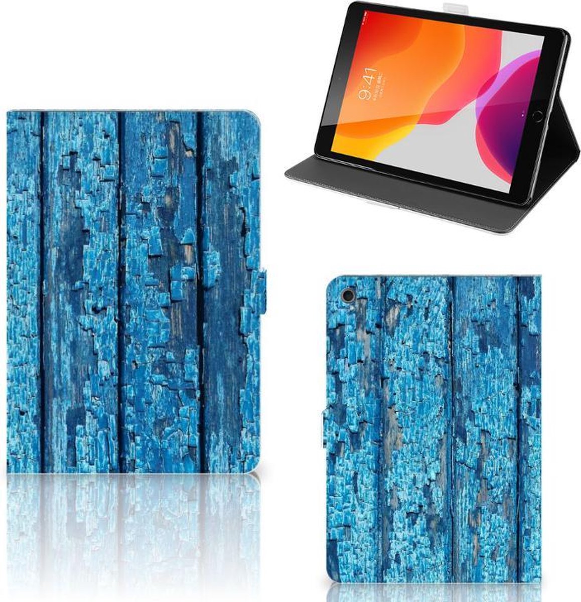 iPad 10.2 2019 | iPad 10.2 2020 | 10.2 2021 Tablet Book Cover Wood Blue