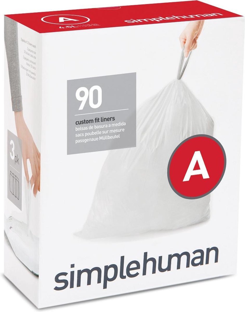 Simplehuman afvalzakken code A 4,5 liter 90 stuks