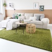 Hoogpolig vloerkleed shaggy Trend effen - groen 80x250 cm