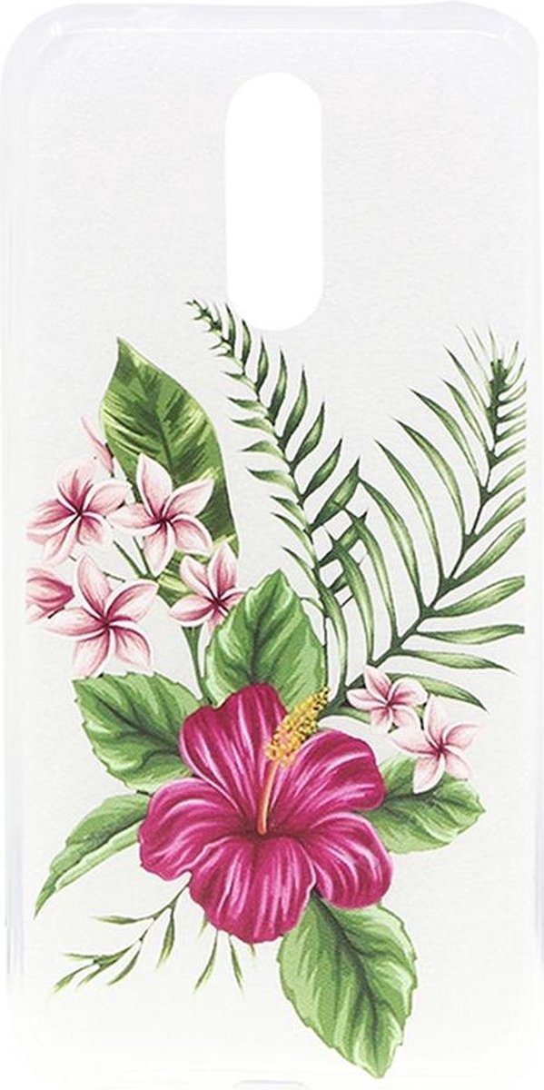 Shop4 - Nokia 3.2 Hoesje - Zachte Back Case Bloemen en Bladeren Gekleurd