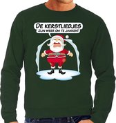 Foute Kersttrui / sweater - de kerstliedjes zijn weer om te janken - Haat aan kerstmuziek / kerstliedjes - groen - heren - kerstkleding / kerst outfit M (50)
