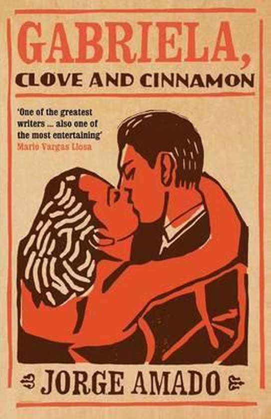 Couverture du livre "Gabriela, Clove and Cinnamon" de Jorge Amado, illustrant un couple s'embrassant.