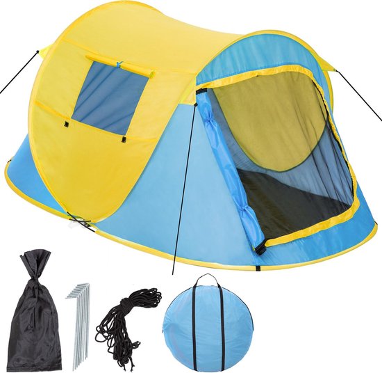Pop Up Tent Waterkolom 1500 Mm/Cm² - Blauw - 2 Persoons | bol.com