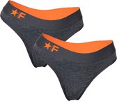 Funderwear 2-pack String Zwart/Zwart Melange maat S