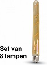 5W E27 Filament Led Tube (T30) Amber Glas  - Super warm wit - (2200K) - Set van 8 stuks