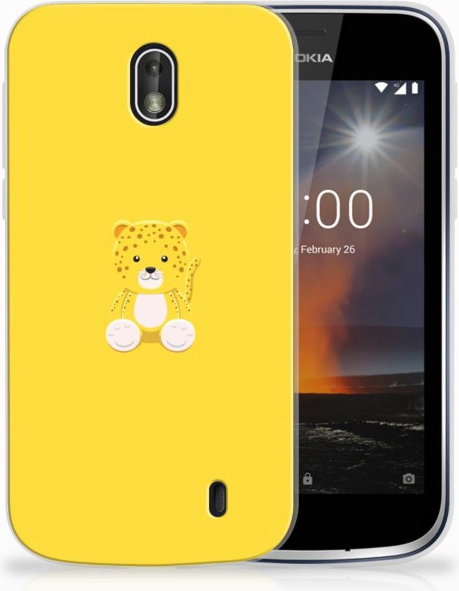 Nokia 1 Telefoonhoesje met Naam Baby Leopard