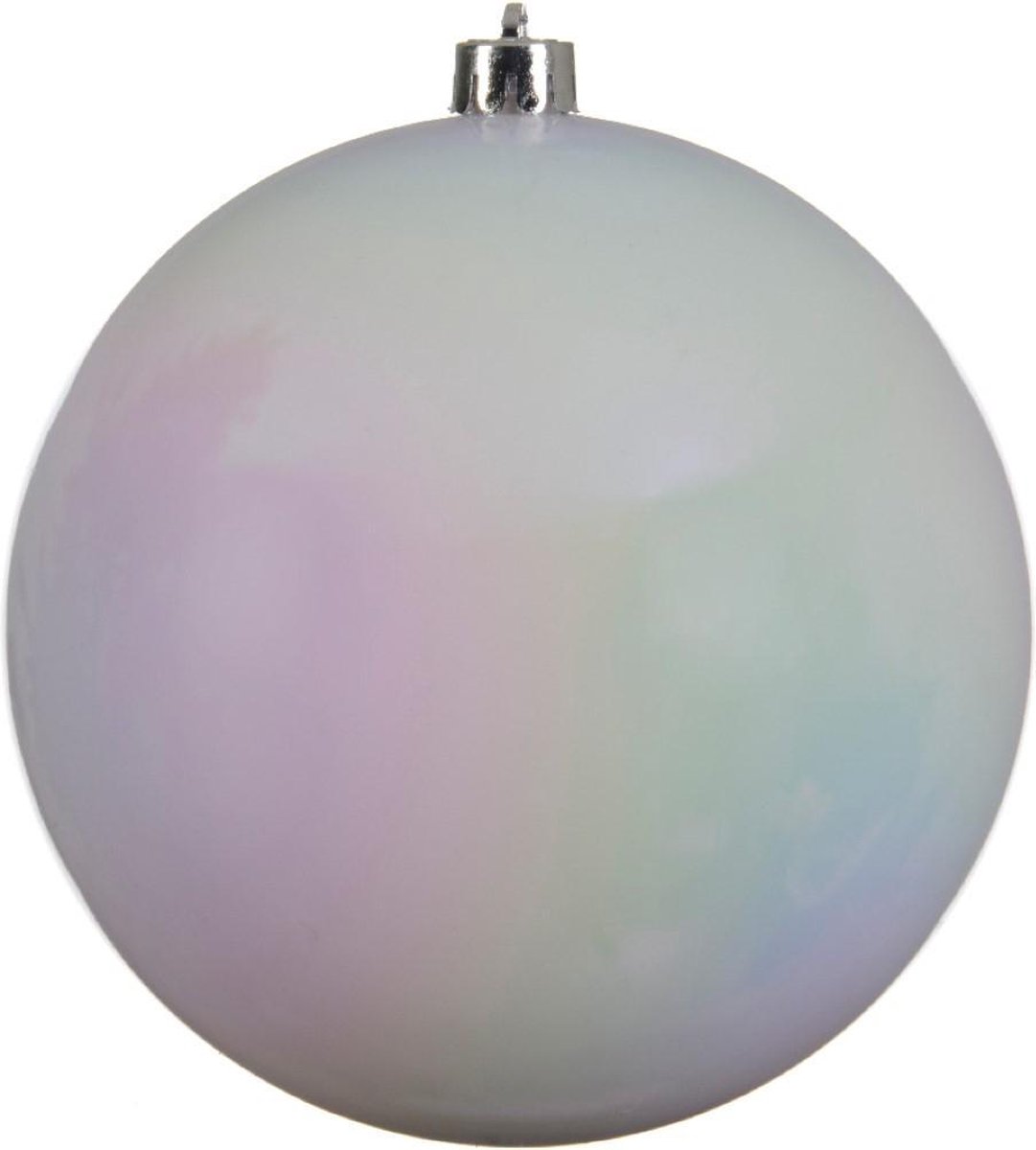 Kerstbal plastic emaille 200mm wit iris KSD