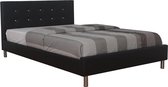 Boxerbed QUEEN in kunstleder 160 x 200 cm zwart