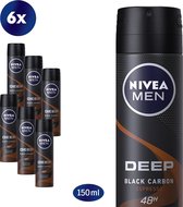 NIVEA MEN Deep Espresso Deodorant Spray - 6 x 150ml - Anti-Transpirant Spray - Voordeelverpakking