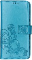 Klavertje Bloemen Booktype Sony Xperia 10 hoesje - Turquoise