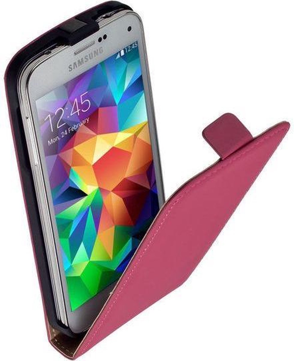 Lelycase Roze Samsung Galaxy S5 Mini Lederen Flip case case Telefoonhoesje