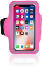Geschikt voor iPhone X hoes Sport armband Hardloopband Hoesje Roze
