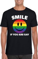 Smile if you are gay emoticon shirt zwart heren XL