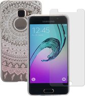 MP Case glasfolie tempered screen protector gehard glas voor Samsung Galaxy A3 (2016) + Gratis Mandala design TPU case hoesje voor Samsung Galaxy A3 (2016)