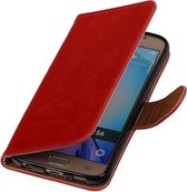 Étui en PU rouge Pull-Up Étui portefeuille Booktype Samsung Galaxy S6