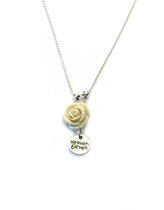 Heaven Eleven ketting rvs ballchain met een wit koraal roosje