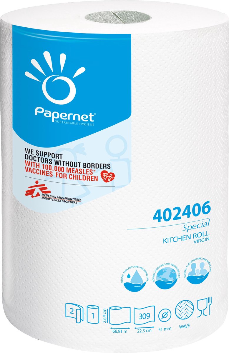 Papernet 402406 papieren handdoek 309 vel Cellulose Wit 68,91 m