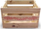 Fietstas Willex houten transportkrat met rode opdruk, 40 x 32 x 26 cm
