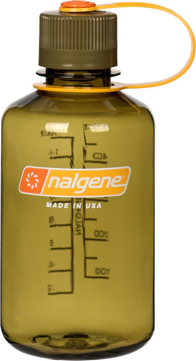 Nalgene Narrow Mouth Bottle - drinkfles - 0.5 liter - BPA free - Olijf