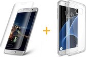Hoesje geschikt voor Samsung Galaxy S7 - Siliconen Transparant TPU Gel Case Cover + Met ARCH Tempered Glass Screenprotector 3D 9H (Gehard Glas) - 360 graden protectie