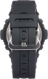 Achterkant van een zwarte G-Shock horlogeband met metalen gesp.