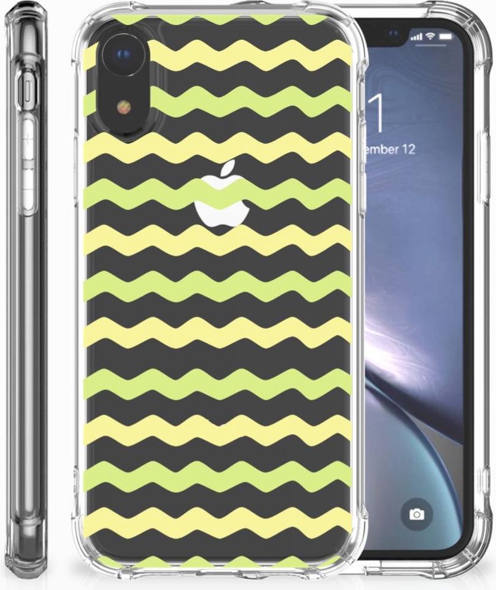 Apple iPhone Xr Doorzichtige Silicone Hoesje Waves Yellow