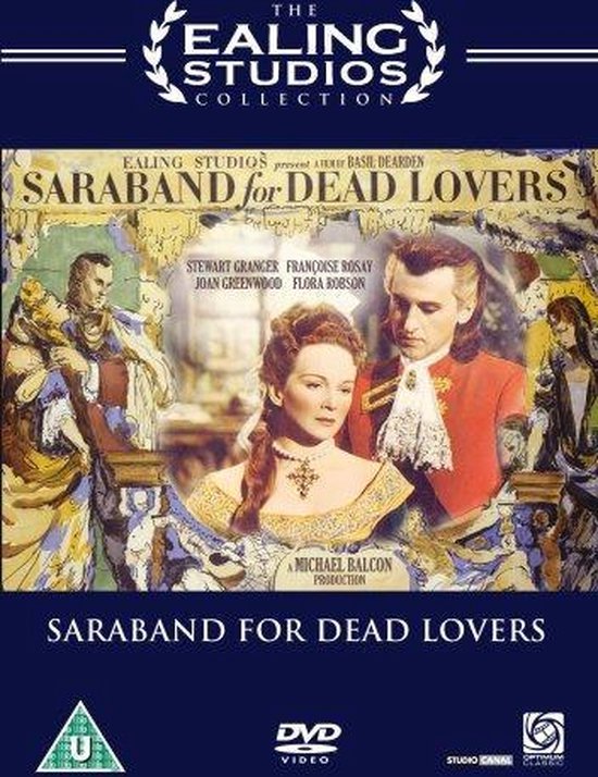 Saraband for Dead Lovers filmposter met Stewart Granger en Françoise Rosay in 18e-eeuwse kledij.