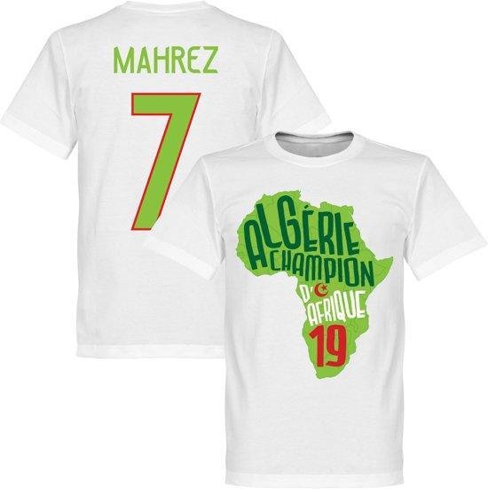 Algerije Afrika Cup 2019 Winners Mahrez Map T-Shirt - Wit/ Lichtgroen - L