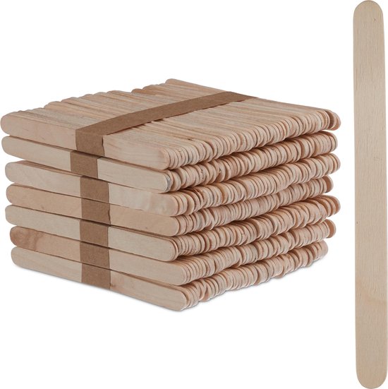 Relaxdays ijsstokjes hout - 500 stuks - knutselhoutjes - houten stokjes |  bol.com