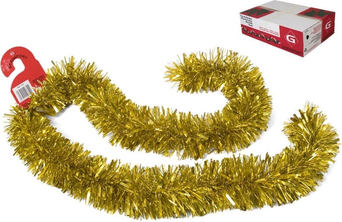 Kerstslingers - glitter goud - folie - 180 x 12 cm - extra brede slinger/kerstboom versiering – foto 2