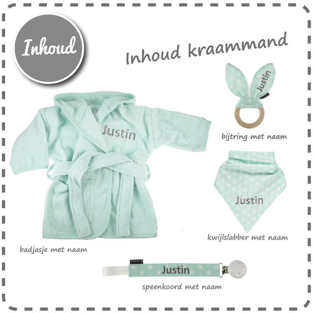 Goedkoopste Louka kraammand / kraamkado mint met witte ster