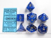 Chessex Vortex blauw/goud Polydice Dobbelsteen Set (7 stuks)