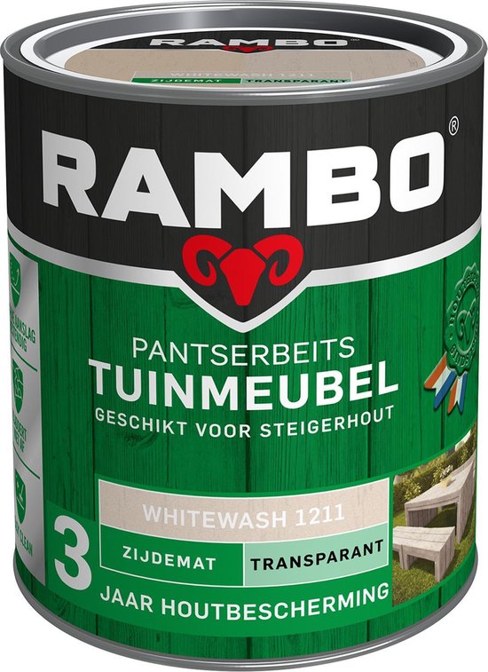 berouw hebben Onschuldig Voorschrijven Rambo Tuinmeubel pantserbeits zijdemat transparant white wash 1211 750 ml |  bol.com