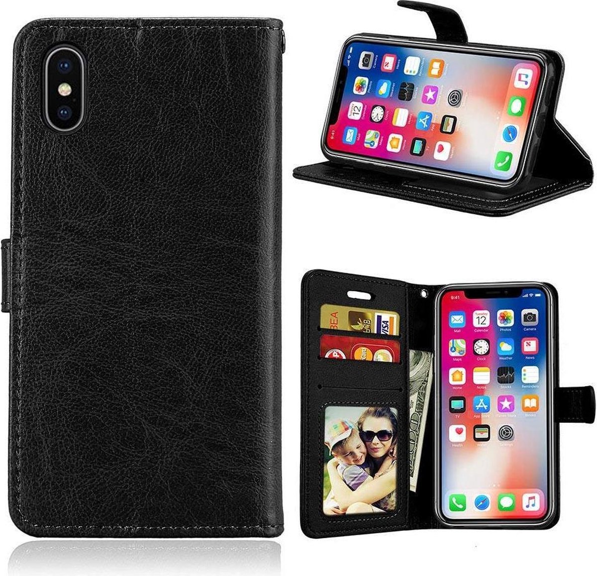 Telefoonhoes Portemonnee hoesje Geschikt voor: iPhone Xs Max - Zwart