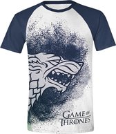 Game of Thrones - Painted Stark Raglan T-Shirt - Wit - M